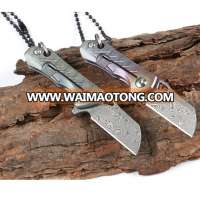 OEM Damascus folding knife with Titanium handle