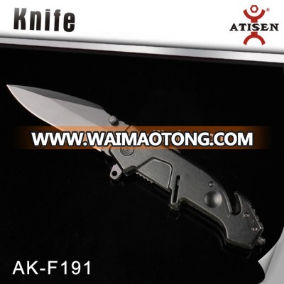 Aluminum handle Stainless steel blade w/Glass Breaker and Line Cutter Tactical Knife