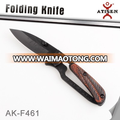 Tactical Folding Knife Color wooden Handle 3Cr13 steel black Coating Blade Camping Tools