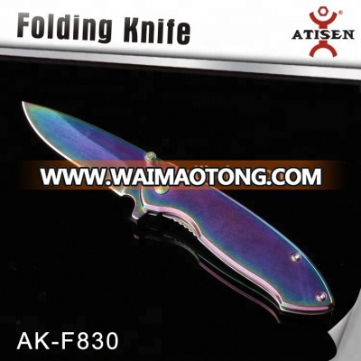 Rainbow Color blade Tactical Assisted Folding Pocket Knife